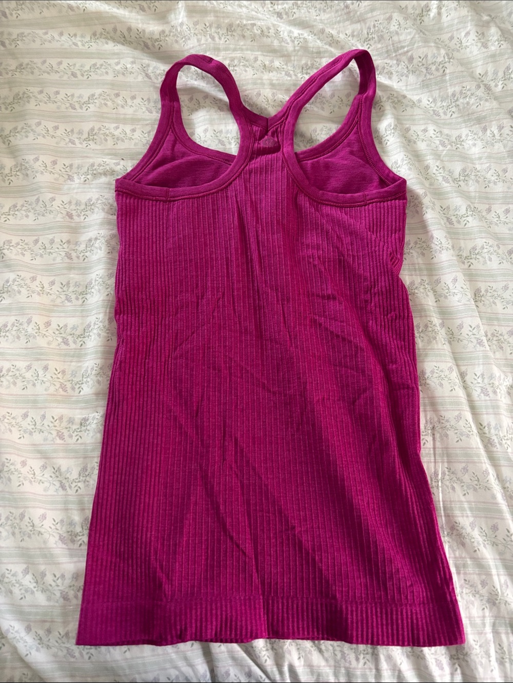 Racerback Ribbed Tank Top - Magenta - Picture 2 of 2